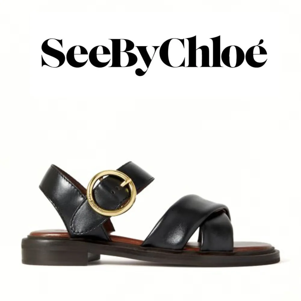See By Chloe- Lyna- Black Leather Sandals- Size 9 - Picture 1 of 7